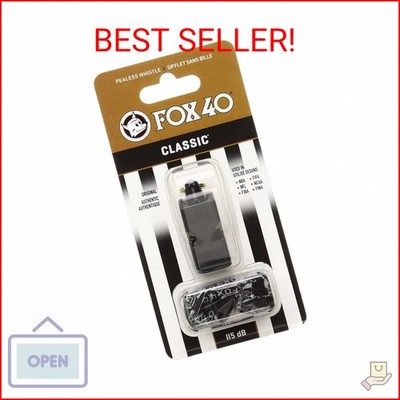Fox 40 Classic Official Whistle with Break Away Lanyard (Black)