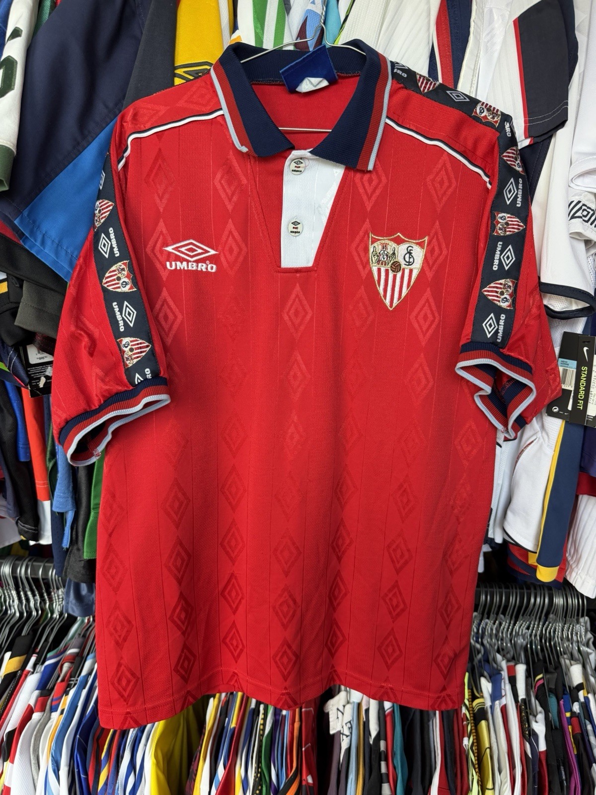 VINTAGE SEVILLA SPAIN 1998/1999 AWAY FOOTBALL SHIRT JERSEY UMBRO