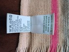 Vintage Lacoste 100% Wool Fringe Scarf, Pink Grey Tan Stripes, Crocodile Logo — photo 6