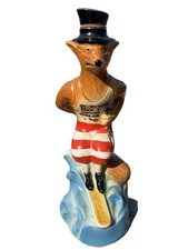 Vintage 1975 Jim Beam Fox Surfer Ceramic Decanter Regal China USA Bottle Club