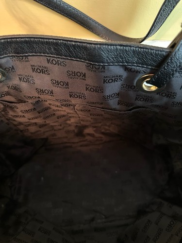 Michael Kors Black Canvas Tote Leather Straps Gold Hardwares - Picture 6 of 16