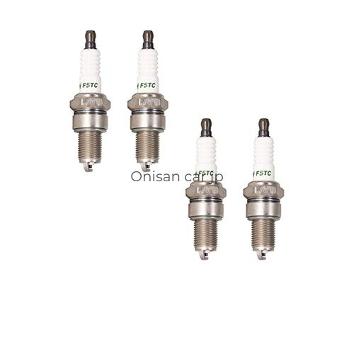 Four TORCH F5TC standard spark plugs with integrated terminals replacing NGK