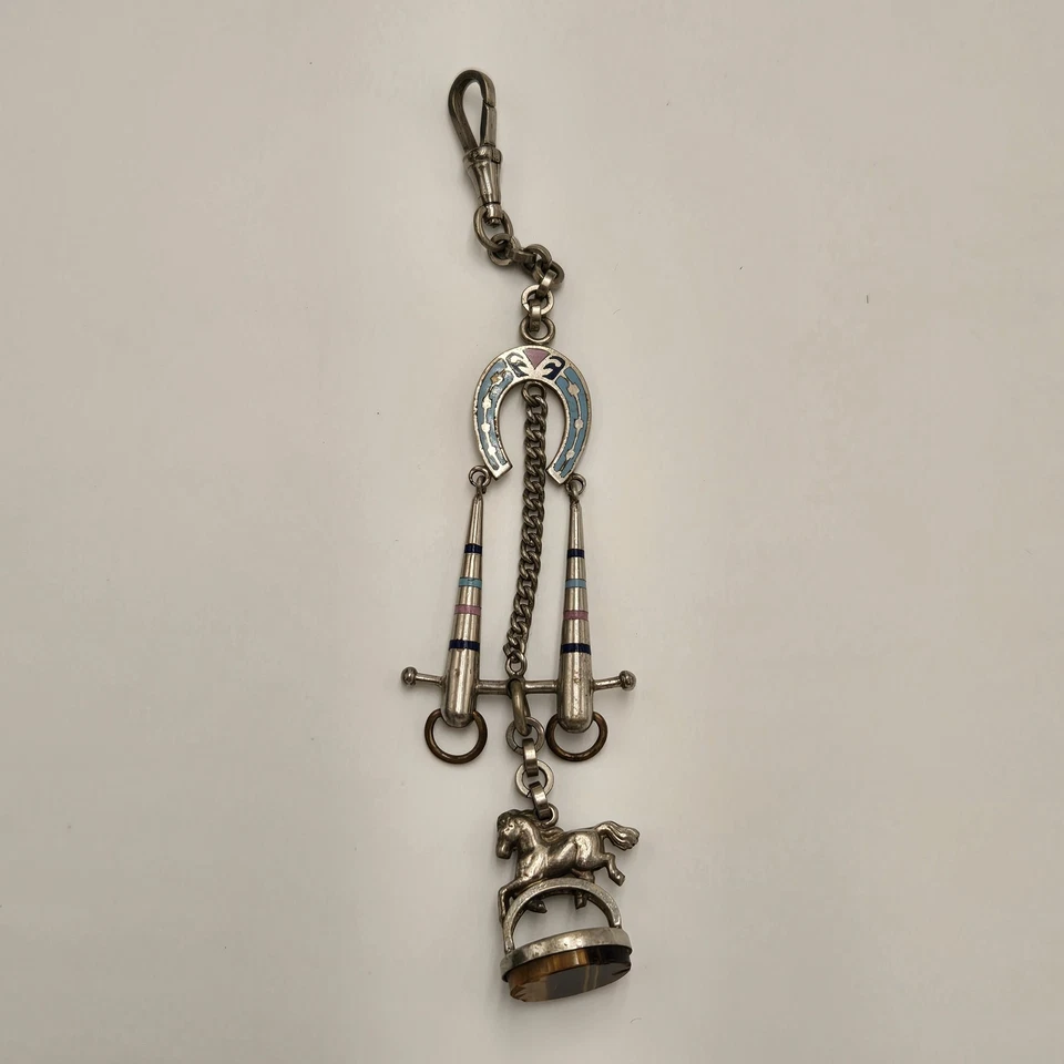 2x Cadenas de reloj antiguas eduardianas enchapadas en plata Foto 3 de 4