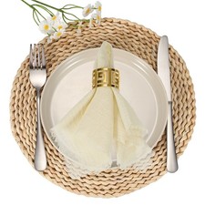 6Pcs Cotton Linen Napkins, 17 x 17 Inch Cloth Napkins Fringe Handmade, Beige
