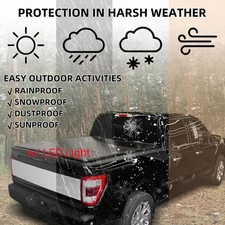 3-Fold Hard Tonneau Cover w/ Lamp for 2015-2025 Ford F150 F-150 5.5FT Truck Bed