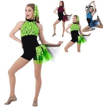 On The Prowl GREEN Adult 2XL Jazz Tap Dance Costume Animal Print Unitard