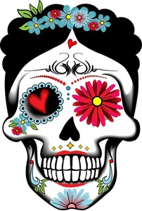 Skull Mexican Sugar Holiday Dia De Los Muertos Self Adhesive Vinyl Sticker