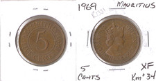 Mauritius 5 cents 1969 Elizabeth II