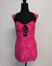 Fashion Nova Cut Out Corset Liliana Lace Micro Mini Dress Women's Large Pink