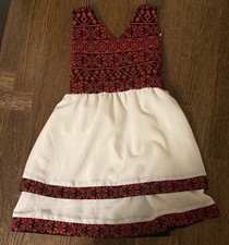 Girls Palestinian Jordanian Embroidered Thobe Chiffon Dress 7 New