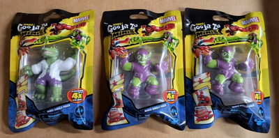 (3) Marvel Heroes Goo Jit Zu Minis-(2) Green Goblin, (1) Lizard