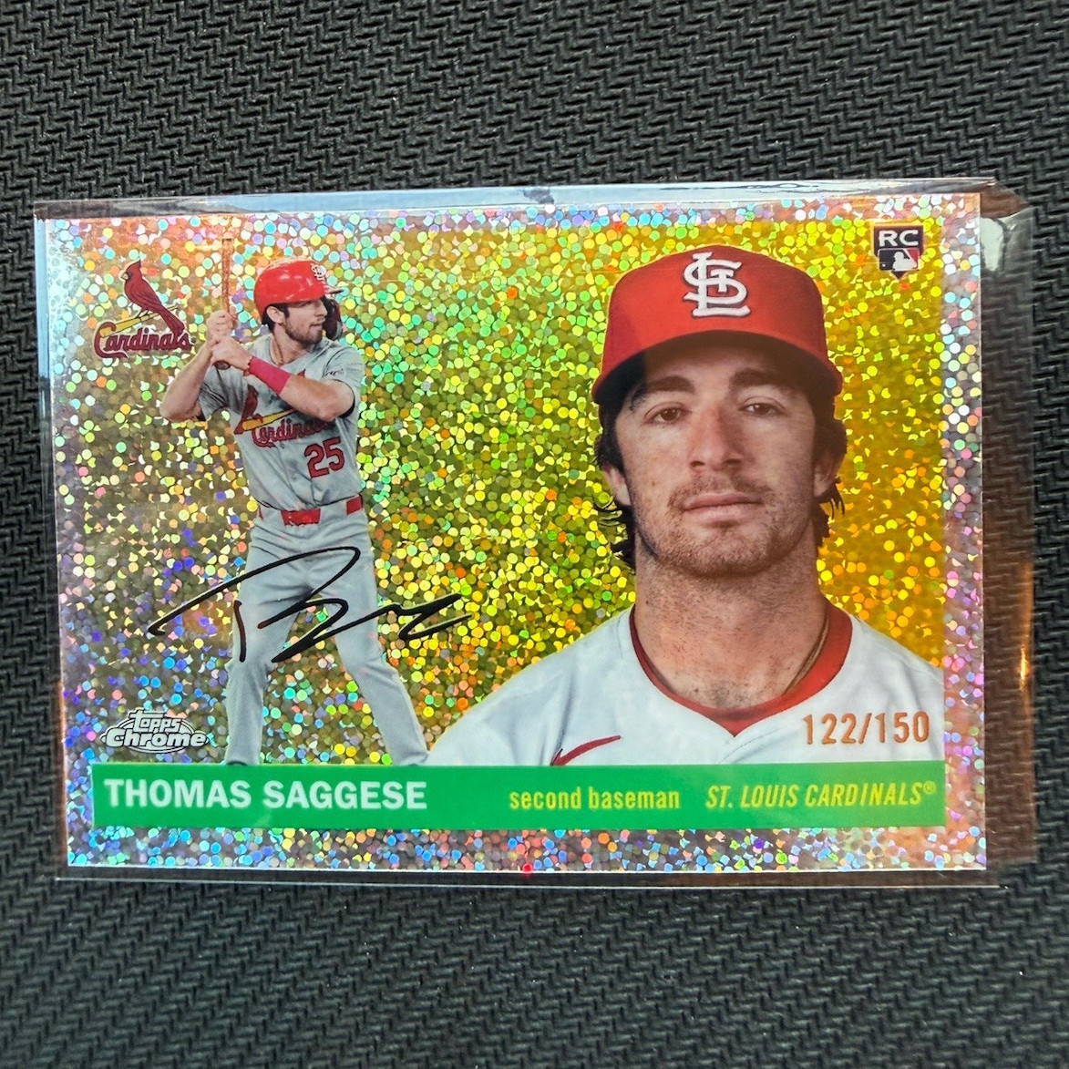 2025 Topps Chrome Platinum Thomas Saggese RC Speckle Refractor Serial /150