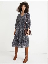 Madewell NWT Harvest Vine Floral Midi Dress Tie Waist Size S