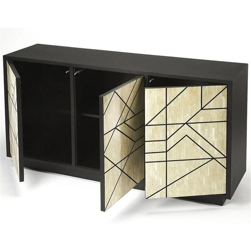 Butler Specialty Sideboard In Black And Cream Bone Inlay - Picture 3 of 4