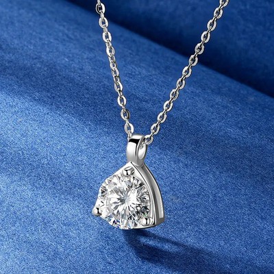 Laborgefertigter Diamant 2,0 kt Rundschliff Testpass VVS1/D/Ausgezeichnetes Dreieck Halskette