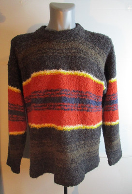 Vintage L Lemon & Soda Wool Sweater Grunge Striped Colorful Men Kurt Cobain 90s