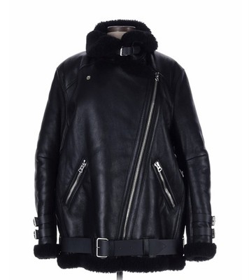 Acne Studios Shearling Leather Black Women s Biker Jacket Size 40eu-10US