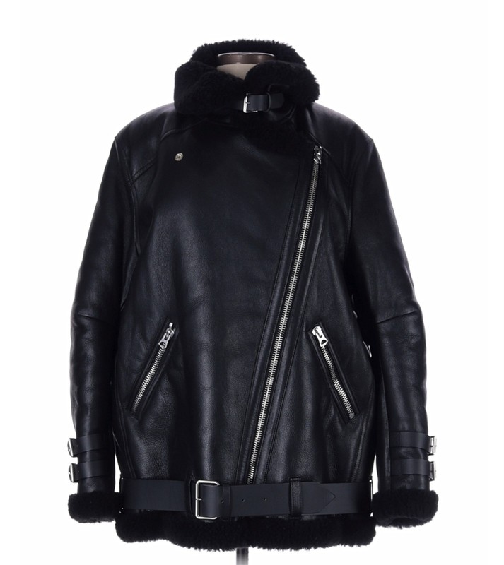 Acne Studios Shearling Leather Black Women’s Biker Jacket Size 40eu-10US