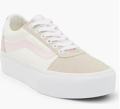 VANS Ward Platform Women s Colorblock Sneakers White Beige Pink 8.5