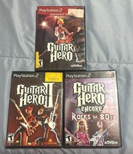 Activision Guitar Hero PS2 Lot: GH, GH II, Encore Rocks the 80s T Teen