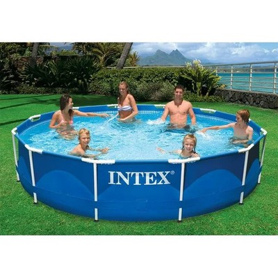 12ft Above Ground Swimming Pool Kids Adults Metal Frame Pool with Filter Pump