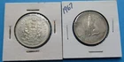 1963 and 1967 Silver Canadian Half Dollars
