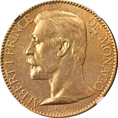 1895 A Monaco Gold 100 Franc NGC AU Details Obverse Repaired