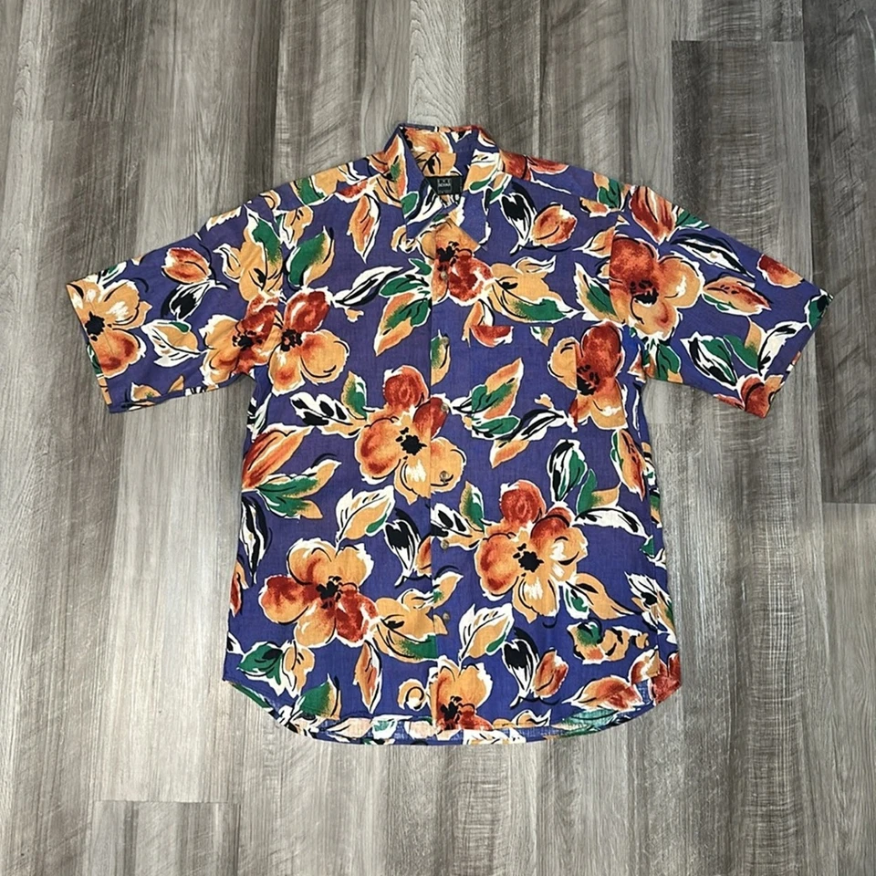 Ike Behar Vintage Linen Floral Short Sleeve Button Down - Medium - Image 2 of 4