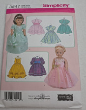 Simplicity 3547 18" Doll Party Dress Pattern with Fabric, Thread, Accent Bows