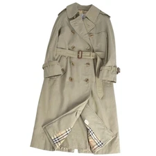 Burberry Vintage Burberrys Coat Trench Back Check Cotton Belted Used MOLO-0