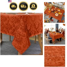 Jacquard Rectangle Tablecloth, Rusty Spill-Proof Wrinkle Resistant Damask Tab...
