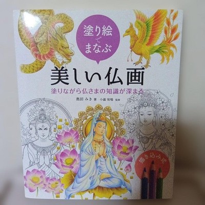 Miki Okuda Learn Beautiful Buddhist Paintings Coloring Book Good Condition