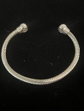 Silver Tone Cable Cuff Bracelet with Magnet Ends