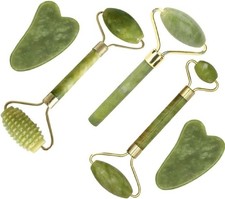 Jade Gua Sha Facial Massager Set 5 in 1 Skin Care Tools W/ Roller  Massager