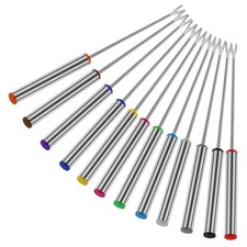 12 Stück Fonduegabeln, Grillgabeln aus Edelstahl 24 cm Fondue-Sticks mit Hitz...