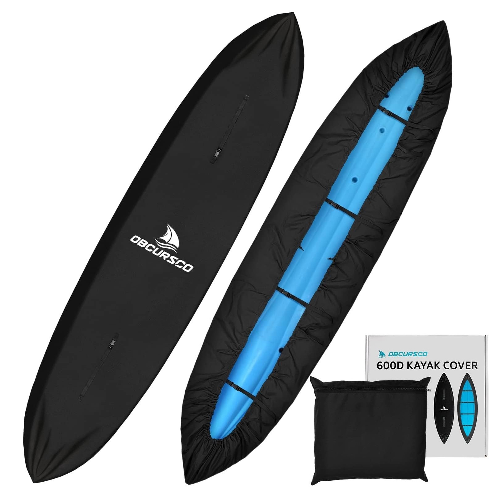 Obcursco 600D Kayak Cover Waterproof, 9.3-16.5FT Thickened UV-Proof, Tear and...