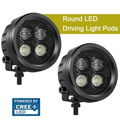 2X 4'' 80W Cree LED Round OffRoad Driving Spot Lights Flood Pod Headlight 4WD UTV