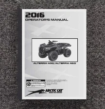 450 400 ATV OPERATOR MAINT MANUAL FITS 2016 ARCTIC CAT ALTERRA 76 PAGES 2260611