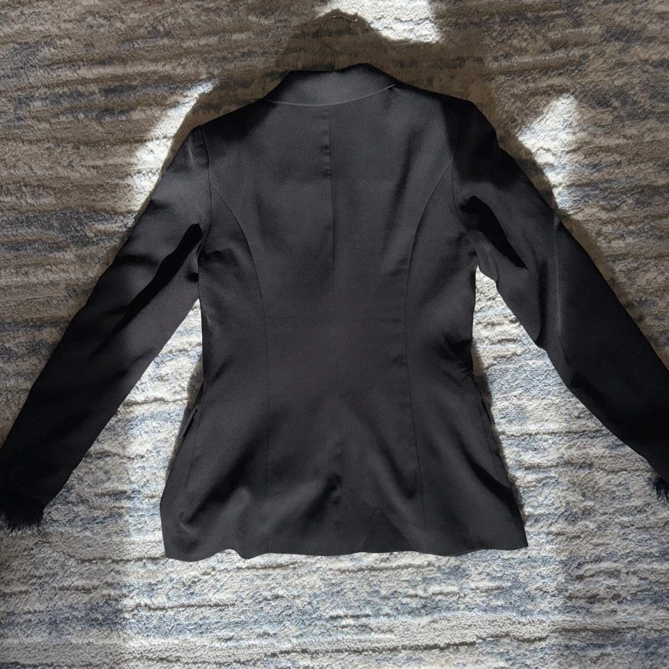 Chaqueta de traje para mujer Windsor estilo piel vintage talla pequeña negra Y2K moderna Foto 3 de 4