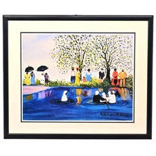 RUTH RUSSELL WILLIAMS Original Vintage Figurative Americana Black Folk Art Print