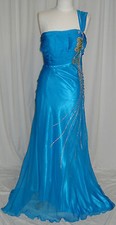 Turquoise Chiffon Dress Party Prom Long Evening Pageant Formal Occasion L Fit 10
