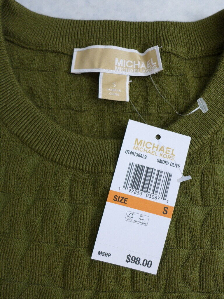 NWT MICHAEL KORS Short Sleeve MK Logo jacquard knit Sweater NWT MICHAEL KORS Short Sleeve MK Logo jacquard knit Sweater