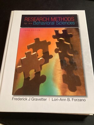 Research Methods for the Behavioral Sciences by Gravetter Third Edition NEW