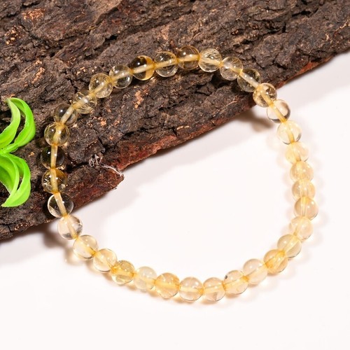 Brazalete elástico 4-7MM AAA+ citrino redondo piedras preciosas cuentas 6-8" para hombre mujer - Imagen 5 de 8