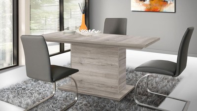 Esstisch Dining Tables EST42 Säulentisch Synchronauszug Sandeiche 160-200 cm