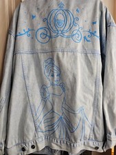 Denim Jacket With Ciderella Design On The Back. Light Denim Wash.