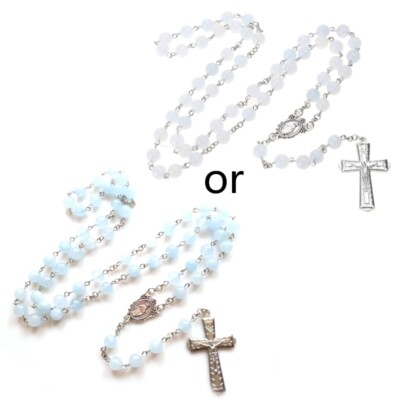 Meditation Blue Jades Bead Rosary Necklaces Bead Hangable Pendant