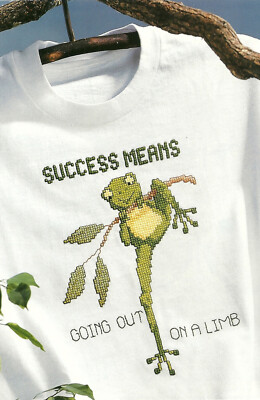 Success Means Going Out On A Limb FROG Waste Canvas Cross Stitch Pattern pages
