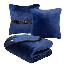 Sojoy 3 in 1 Travel Blanket Warm Wearable Blanket Portable Pillow Lumbar Support