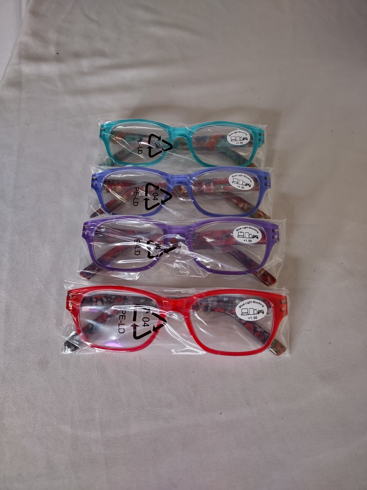 PELOMIC 4-Pack Blue Light Blocking Reading Glasses 1.50 for Anti-Eyestrain
